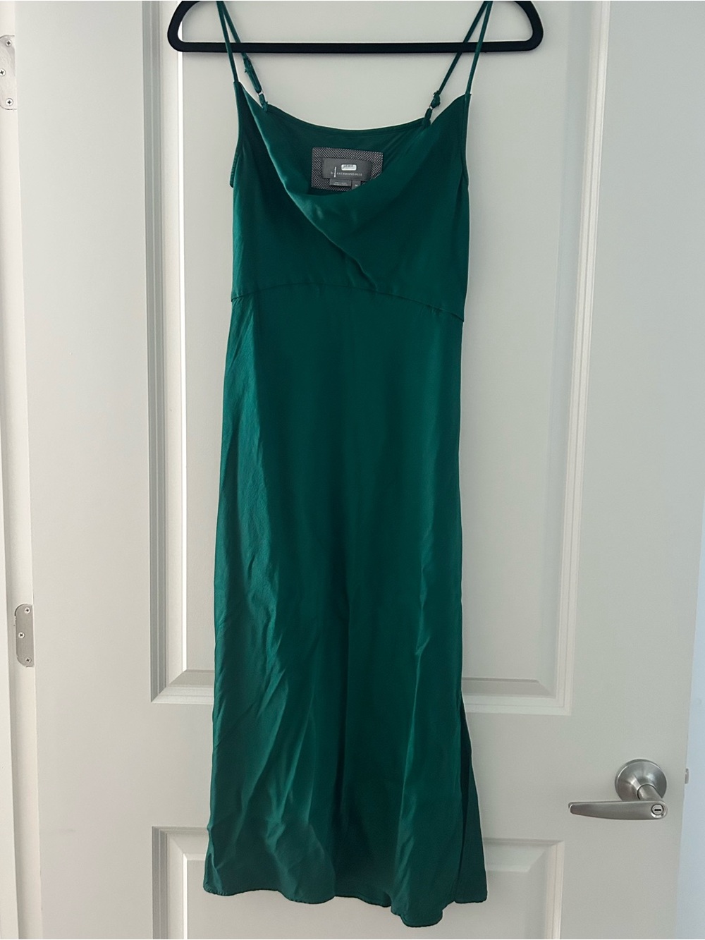 Anthropologie Emerald Green Cowl Neck Slip Midi Dress Small Petite